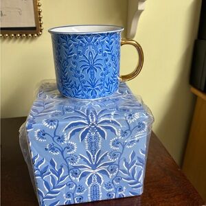 Two Lilly Pulitzer Blue and White Floral Mug